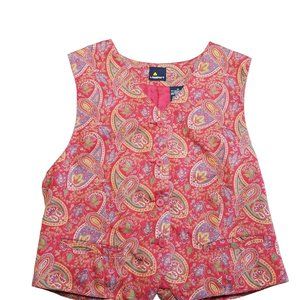 Lizsport Womens Red Paisley Vest Size 10 VTG 1980 1990